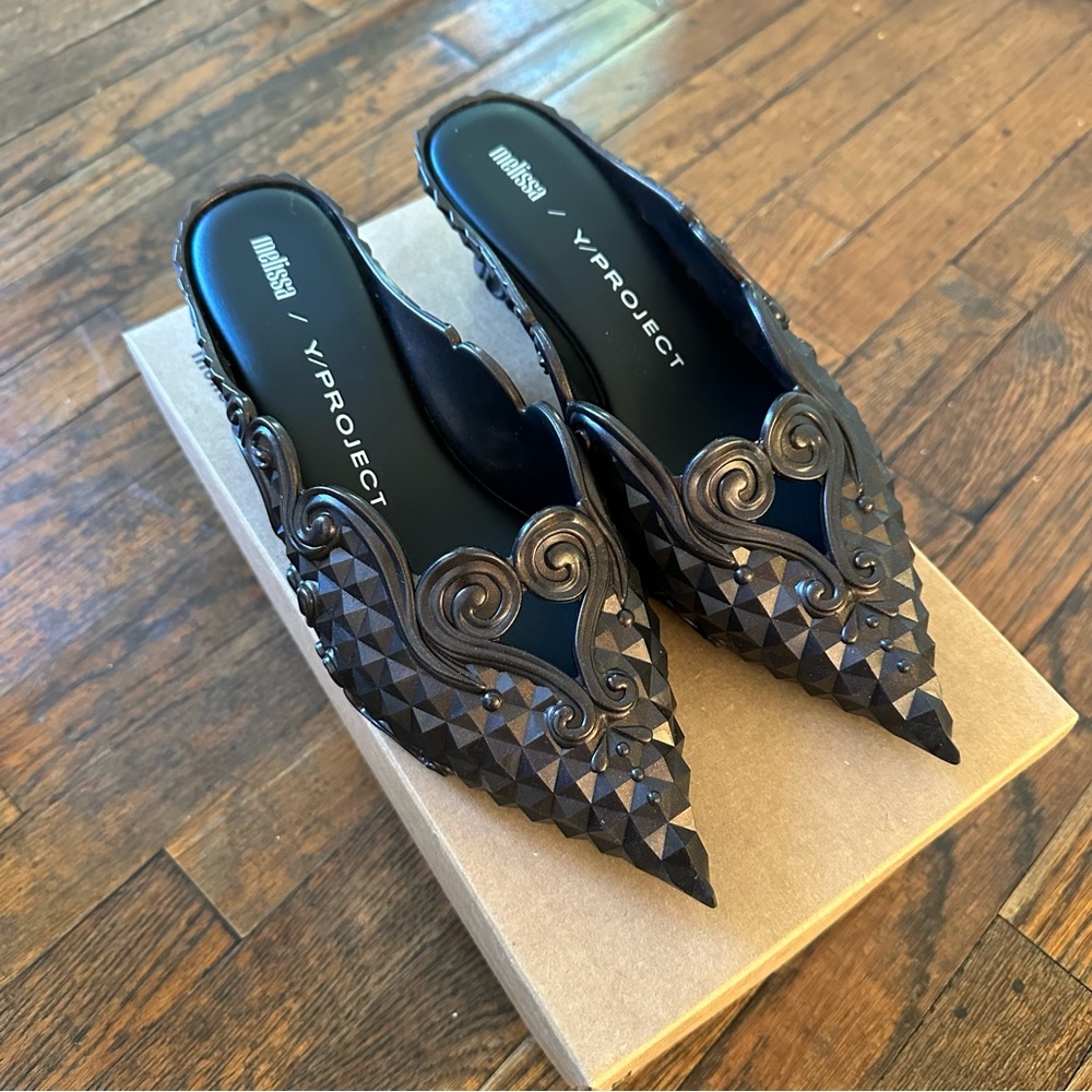 y project melissa black court shoes